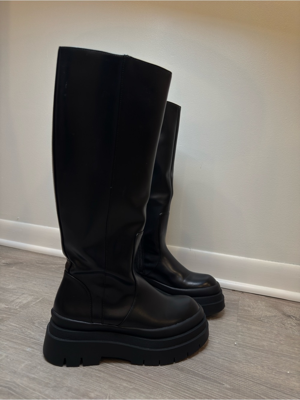 Zara Black Over-the-Knee Platform Boots